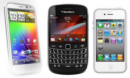 Smartphones, HTC, BlacBerry y iPhone