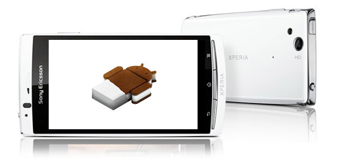 Sony Xperia Arc S con Logo Android Ice Cream Sandwich 4