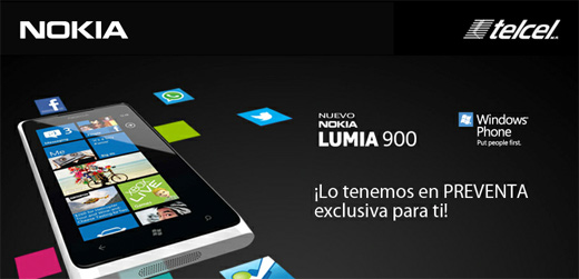 Nokia Lumia 900 ya en PREVENTA en Telcel