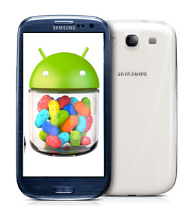 Samsung Galaxy S III  con Android 4.1 Jelly Bean logo