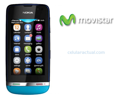 Nokia Asha 311 en México con Movistar logo
