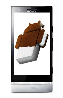 Xperia P con Android Ice Cram Sandwich logo