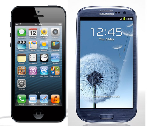 Comparación displays iPhone 5 Samsung Galaxy S III