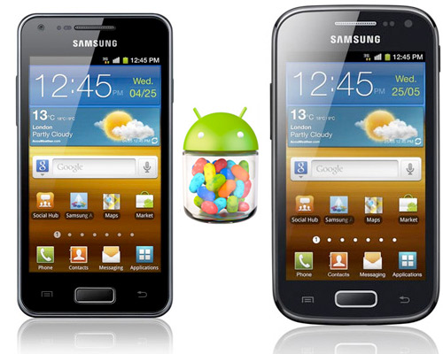 Samsung Galaxy Ace 2 y S Advance con Android Jelly Bean Logo