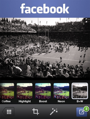 Facebook app para iOS ahora con Foto Filtros