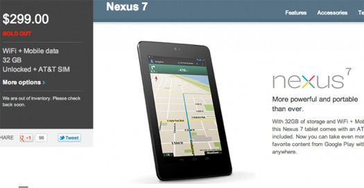 Nexus 7 Cellular se ha agotado en Google Play
