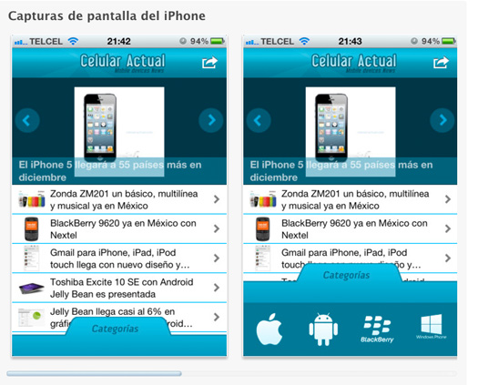 Celular Actual app para iPhone iOS Celular Actual app para iPhone iOS