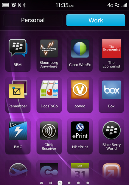 RIM BlackBerry 10 OS Profiles Trabajo (work) y Personal 