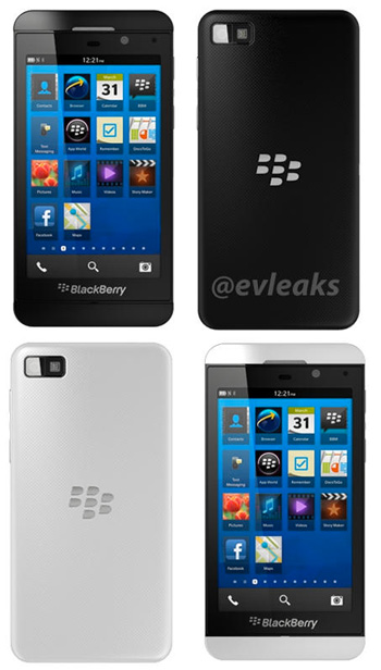 BlackBerry Z10 oficial en color blanco y negro para prensa