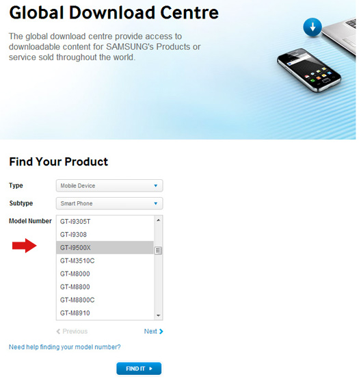 Samsung I9500X posible Galaxy S IV en sitio oficial de descargas
