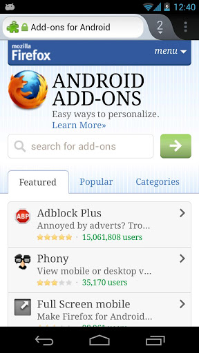 Firefox 19 para Android compatible con Temas themes add-ons