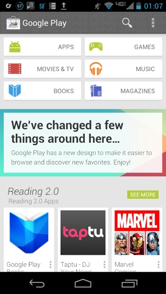 Google Play Store 4.0 rediseño 
