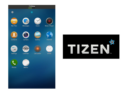 Tizen OS Logo y pantalla
