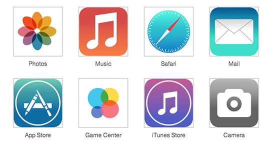 Apple iOS 7 icons recreación no oficial