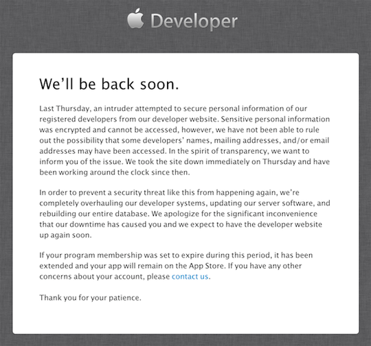 Sitio de desarrolladores de Apple