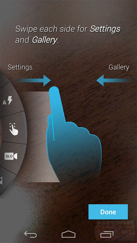 Motorola Moto X cámara Swipe opciones