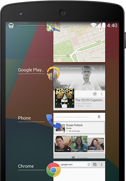 Android KitKat 4.4 Multitaksing