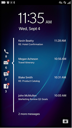 BlackBerry 10.2  Lock Screen notificaciones
