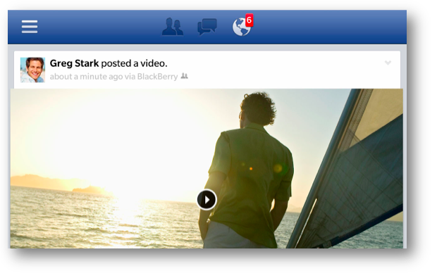 Facebook app para BlackBerry 10 Video en Landscape 