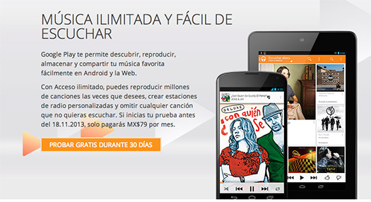 Google Play Music Acceso ilimitado en México