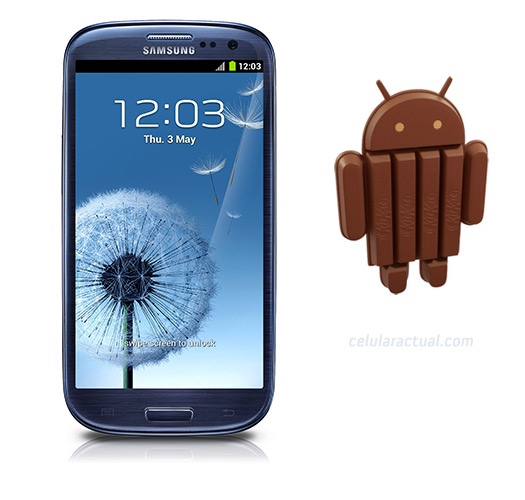 Samsung Galaxy S III con  Android 4.4 KitKat  logo