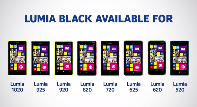 Dispositivos disponibles para Nokia Lumia Black update actualización