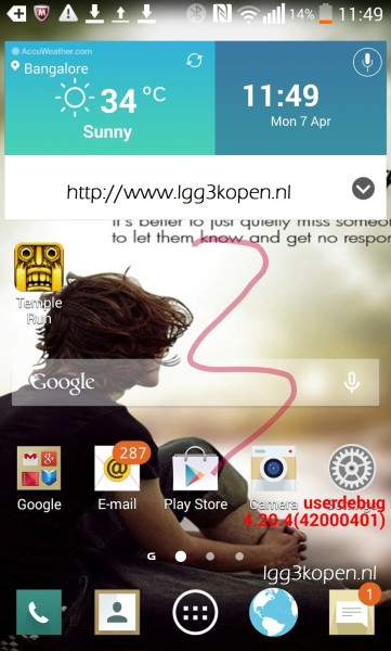 LG G3 pantalla screenshot Android UI Flat Plana