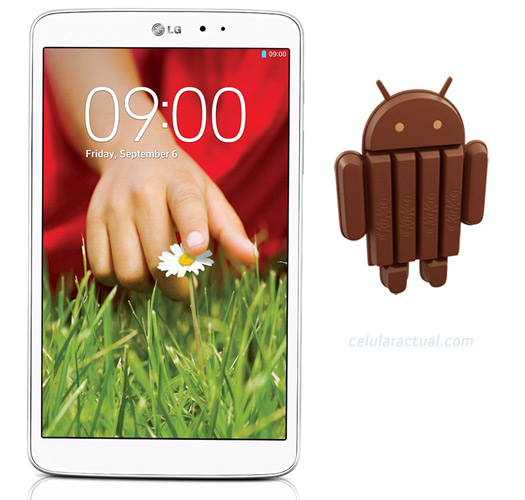 LG G Pad 8.3 con Android 4.4.2 KitKat Logo