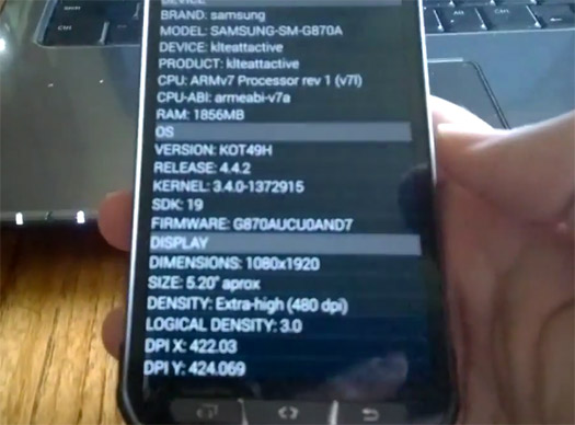 El Galaxy S5 Active pantalla en Video