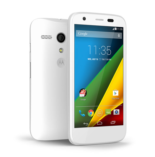Moto G LTE color blanco pantalla frente y cámara trasera
