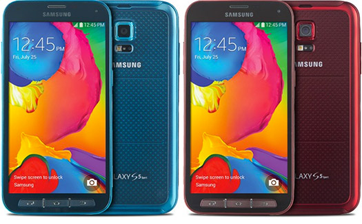 Samsung Galaxy S5 Sport pantalla frente colores azul y rojo