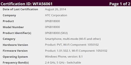 HTC One M8 Windows certificado