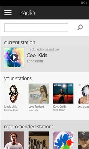 Pantalla Spotify para Windows Phone