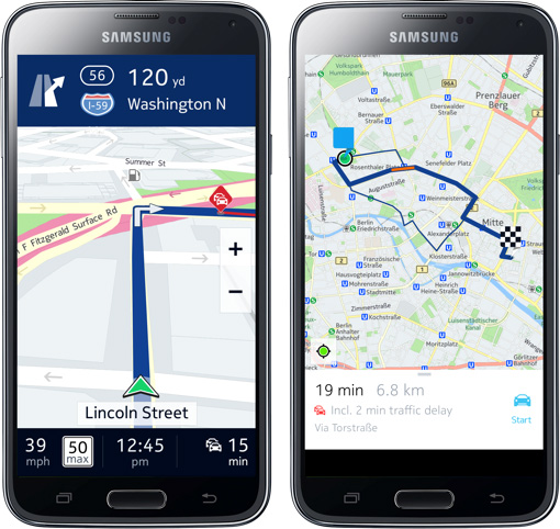 Nokia Here Mapas llegarán al Galaxy S5 de Samsung