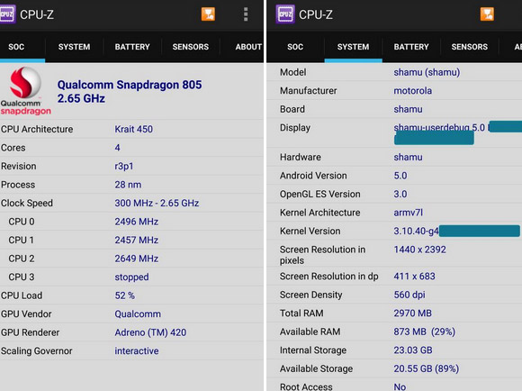 Especificaciones filtradas Nexus 6