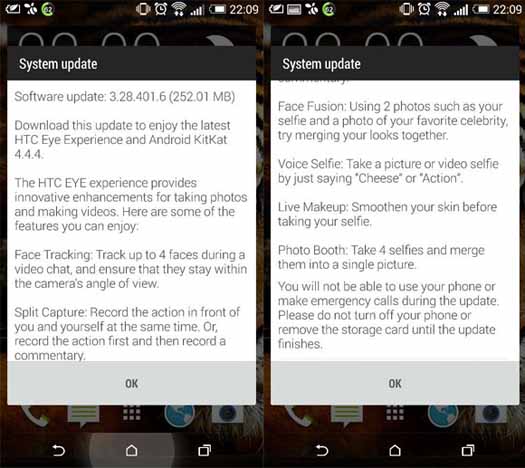 Actualización Android y Eye Experience en One M8