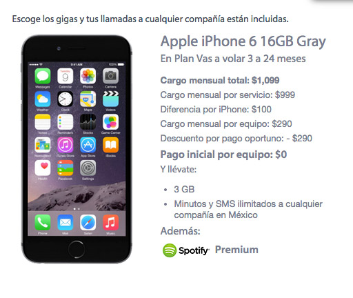 iPhone 6 16 GB con Movistar precio en plan de renta