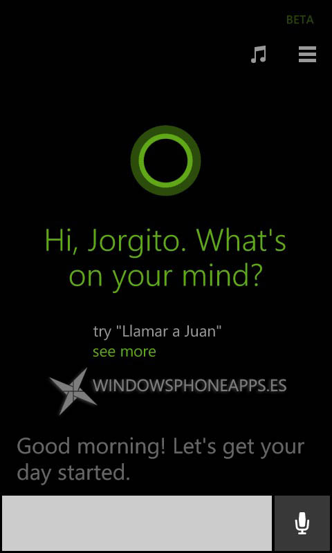 Cortana en español sugerencia
