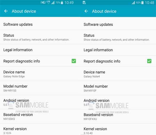 Galxy Note 4 y Edge con Android 5.0.1