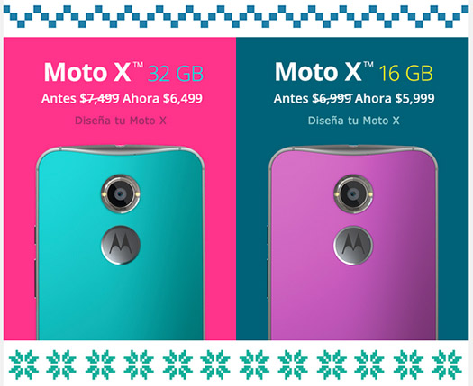 Motorola oferta navideña 2014 en México; Moto X segunda