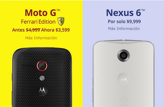 Motorola oferta navideña 2014 en México; Moto G Ferrari y Nexus 6
