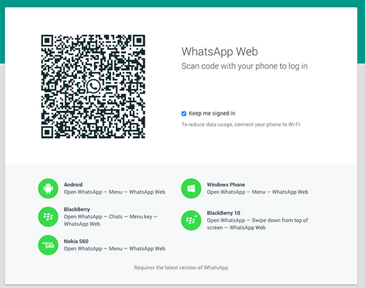 WhatsApp Web pantalla para vincular código QR