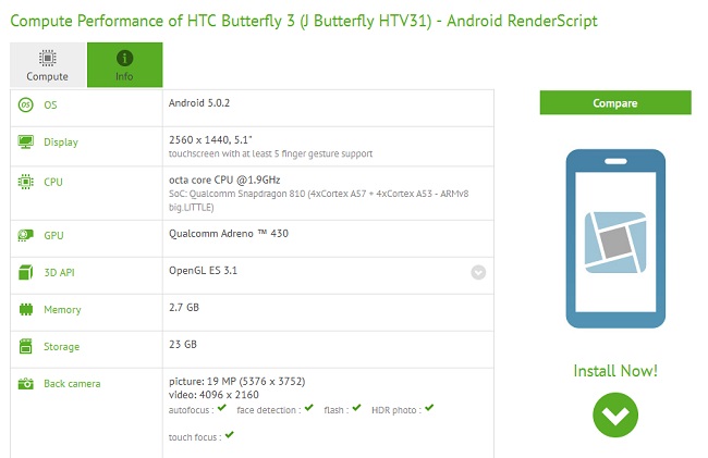 HTC Butterfly 3 especificaciones
