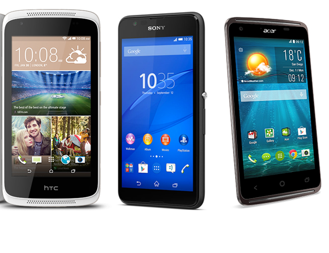 Comparación Sony Xperia E4G, Acer Z410 y HTC 526G en México con Telcel