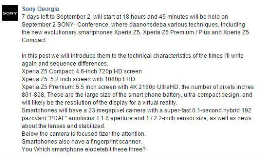 Sony Xperia Z5, Z5 Compact y Z5 Premium
