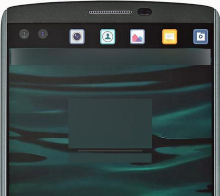 LG V10 doble pantalla frontal con accesos directos detalle