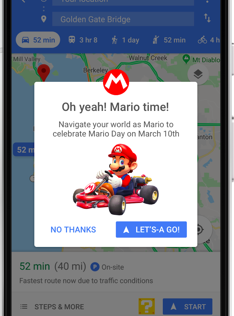Super Mario Kart en Google Maps