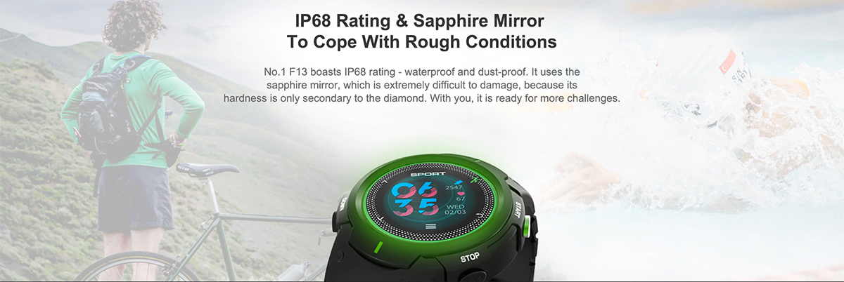 NO.1 F13 smartwatch para deportes resistente al agua y polvo - Certificación IP68