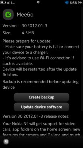 Nokia N9 MeeGo actualización