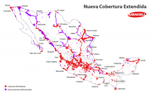 Mapa de Iusacell Nueva Cobertura Extendida